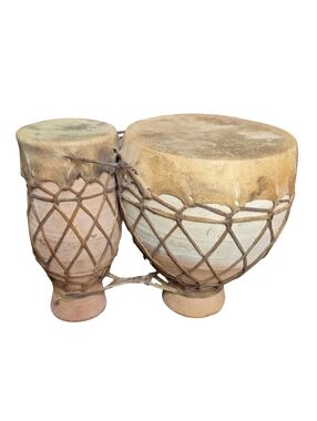 Traditional Moroccan Clay Double Drum
